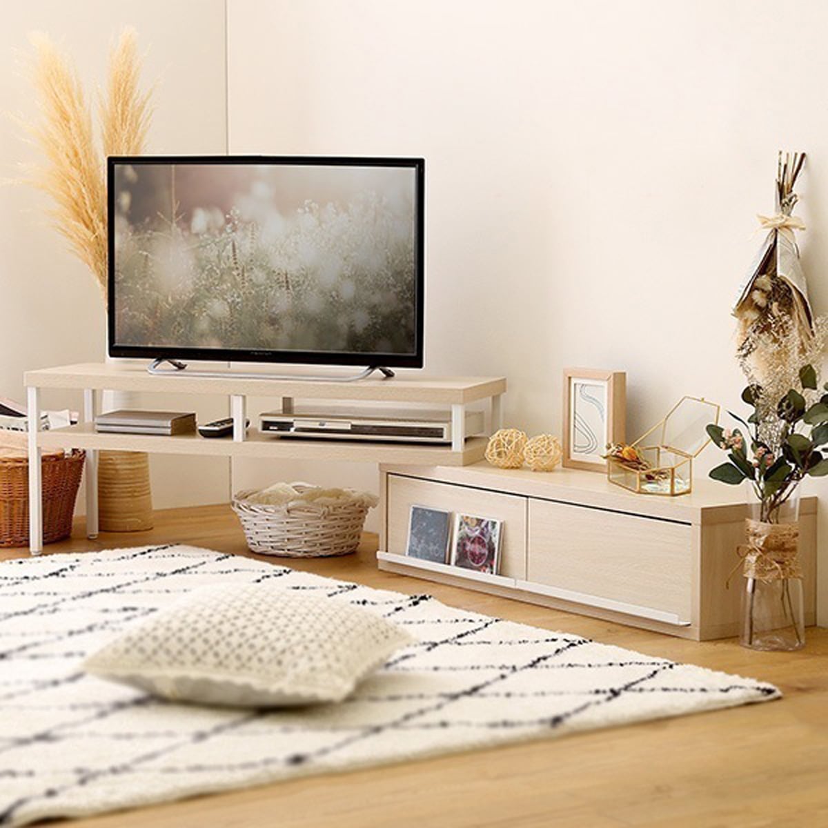 ナチュラルウッド テレビ台 引き出し付き チップイン カリモク