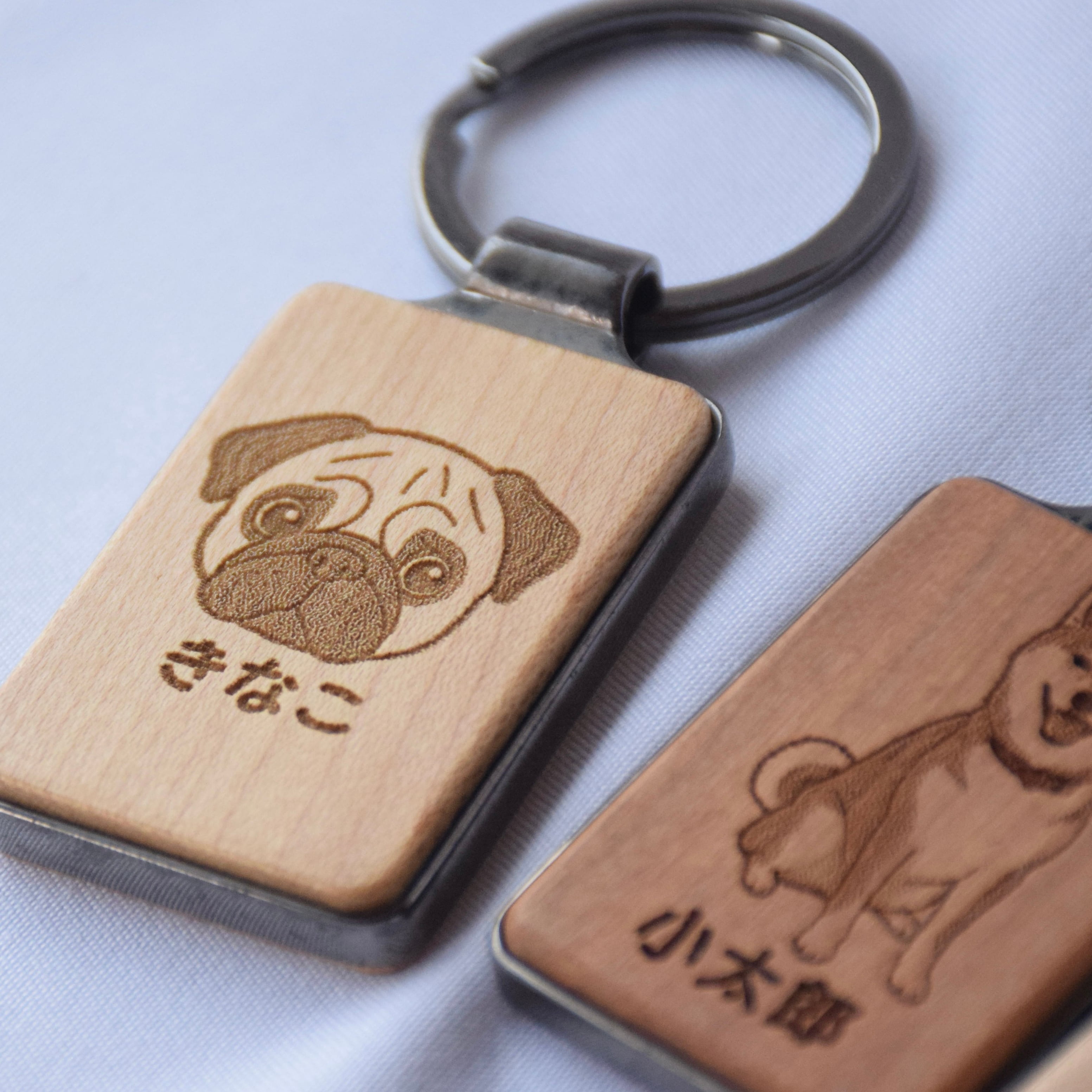 犬・猫 銘木 メタル ワンバープレート/ニャンバープレート wood Key