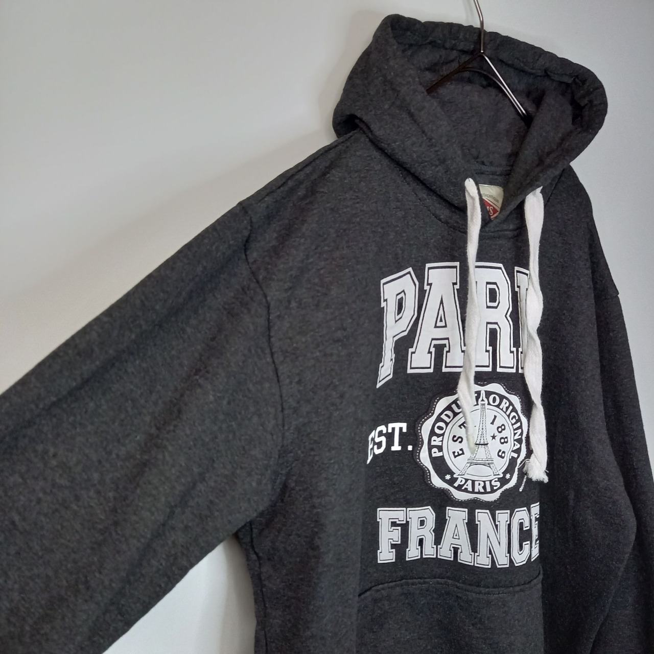 フランス古着　プルオーバー　スウェット　パーカー　ビッグロゴ　グレー　L