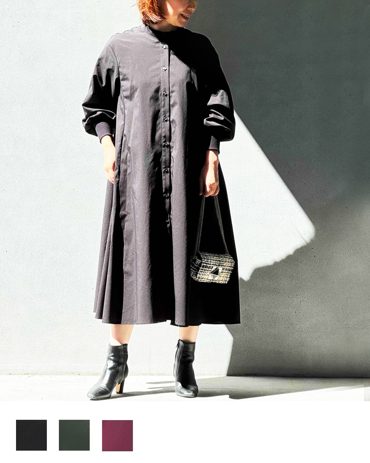 前開きシャツワンピース / アウター利用可【 日本製 / 手洗い可