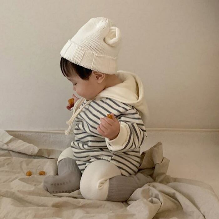 BABY】【即納】【30％SALE】【送料無料】裏起毛ストライプパーカー