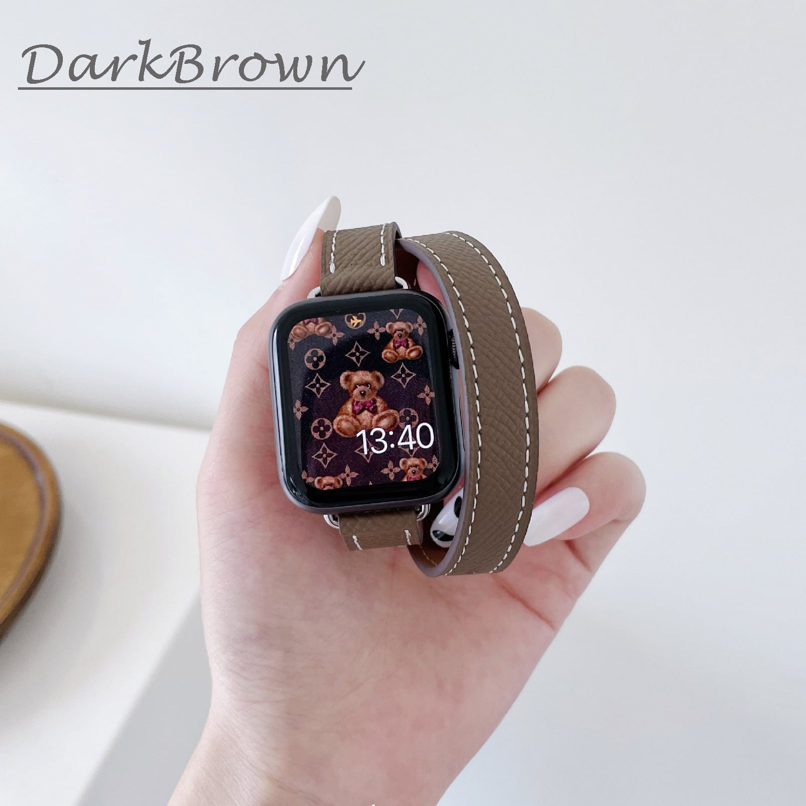 Apple Watch レザーバンド 本体 44 ダークブラウン