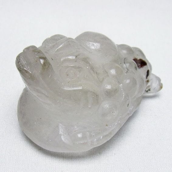 水晶 手彫り-卓上置物-キンセン-金蟾 ガーデンクォーツ 一点物 154-89