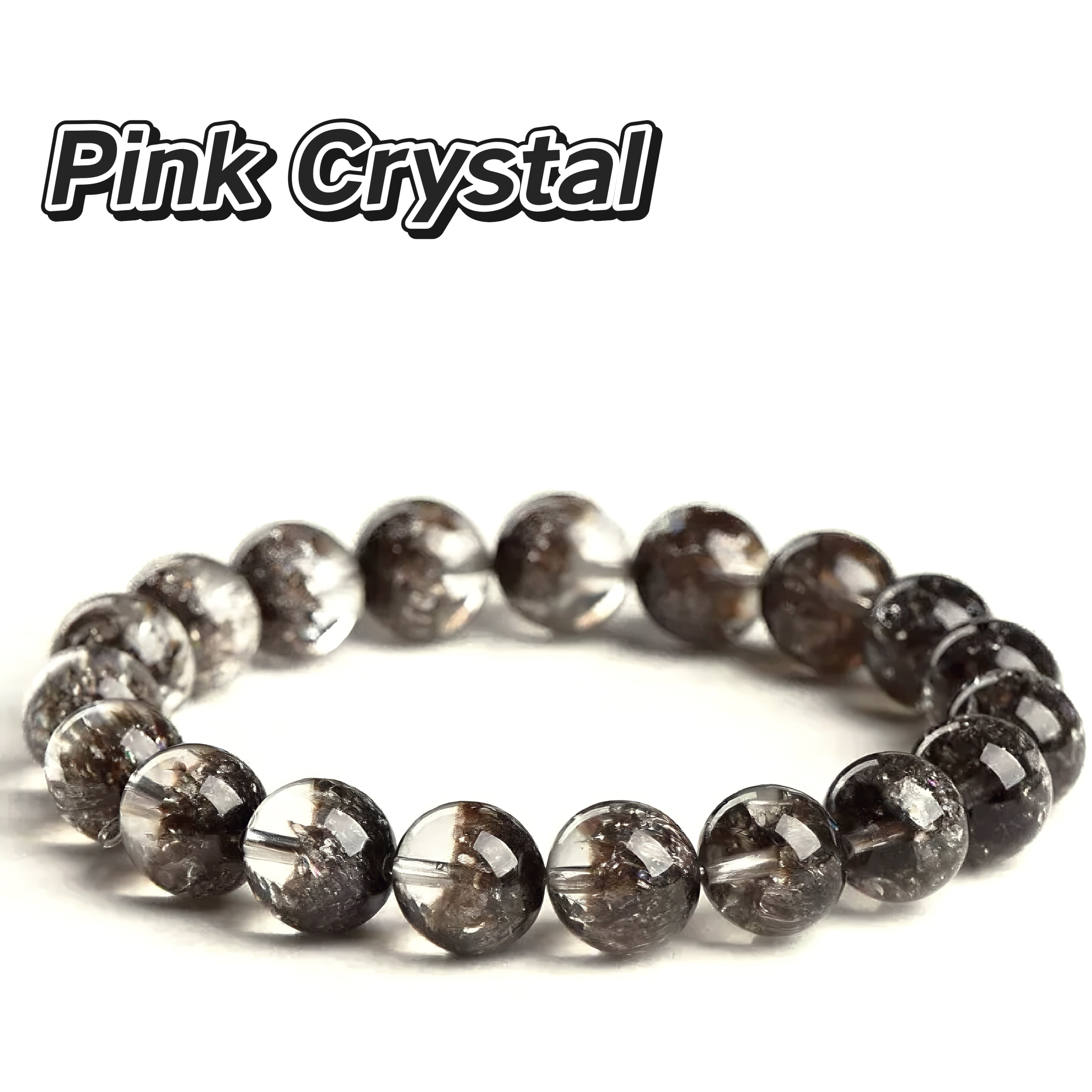 3A順巻きブラックルチルクォーツブレスレット（10〜11mm） | Pink Crystal