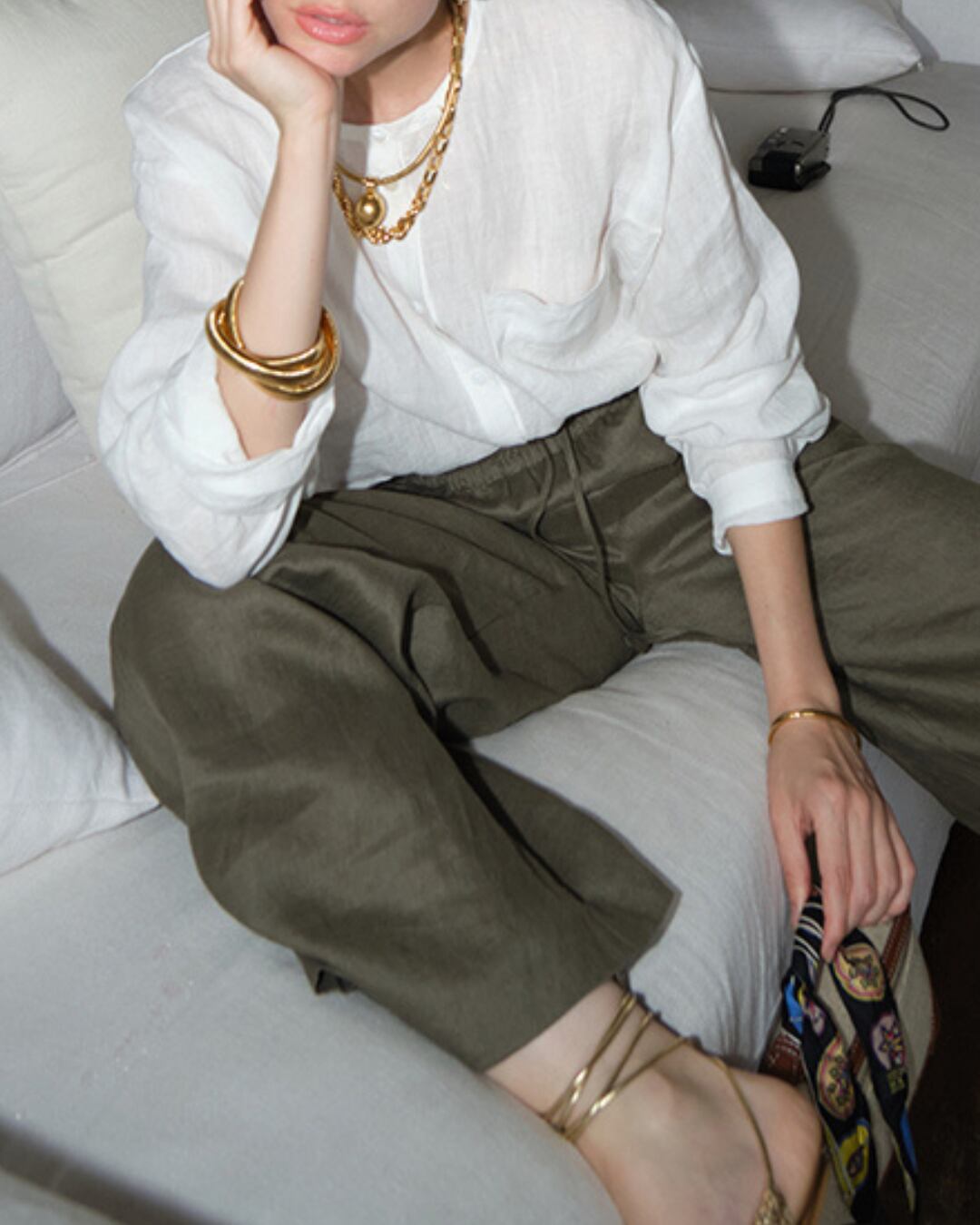 リネンバンドカラーシャツ A25003