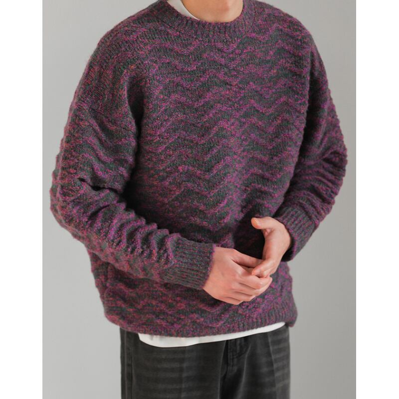 oversized knit sweater crew neck long sleeve rib knit mr0123