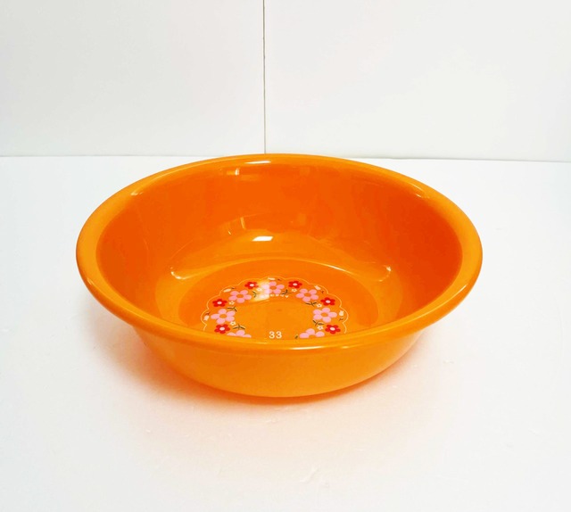レトロポップ トンボ洗面器 花柄 風呂桶 オレンジ | 六感堂 －昭和