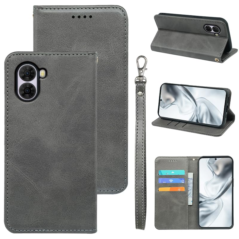 適用 ZTE Nubia S2 A504ZT ケース 手帳型 手帳型ケース (ライトグレー)