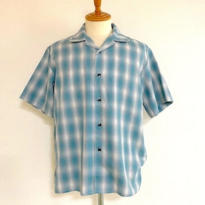 Check Open Collar Shirts　Mint Green