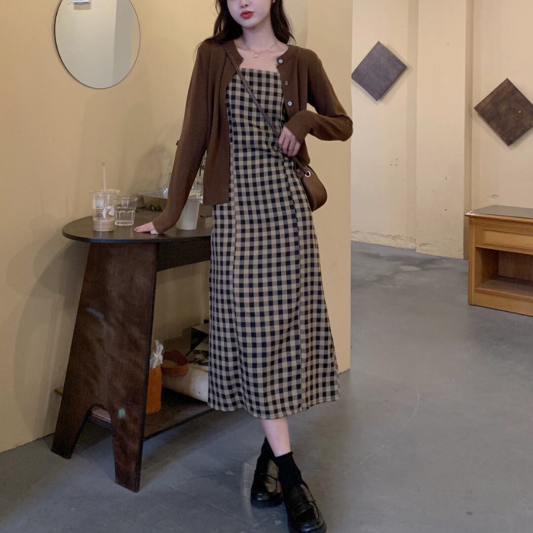チェックキャミロングワンピース Lk530 Like A
