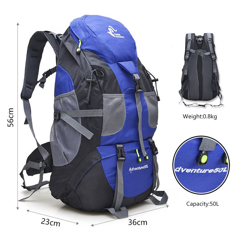 ホット50L屋外バックパックキャンプバッグ防水リュックサックタクティカルハイキングモールスポルタバックパック旅行用登山バックパッカー purple