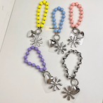 Colorful beaded heart and flower phone charm (ME247)