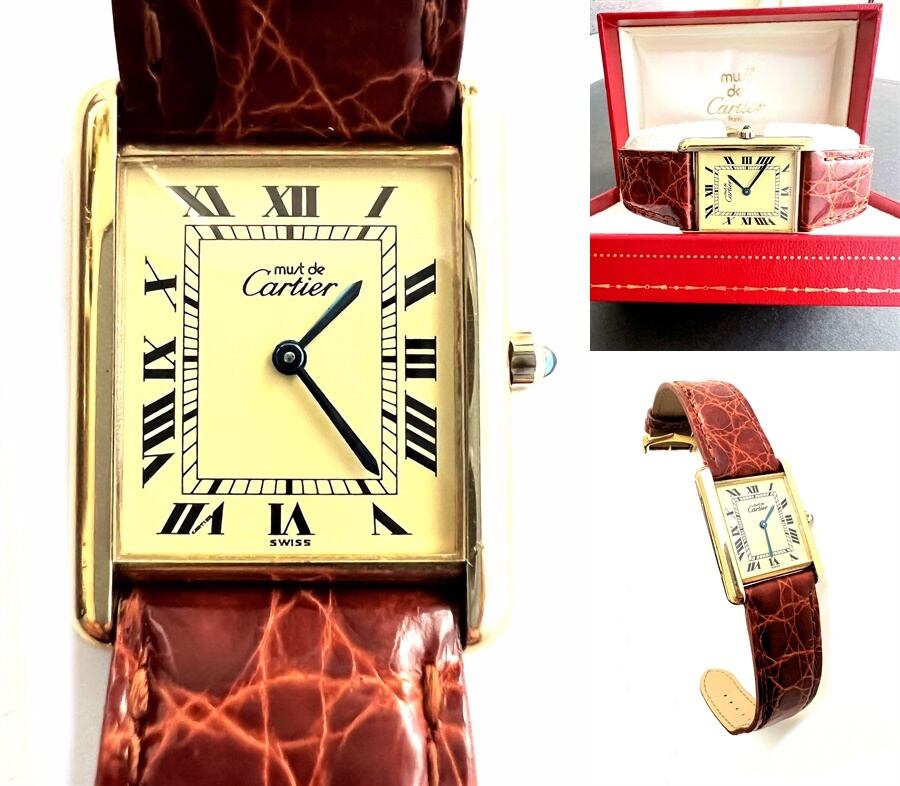 Cartier カルティエ TANK MUST WATCH マスト タンク ヴェルメイユ LM 時計 メンズ シャンパンゴールド