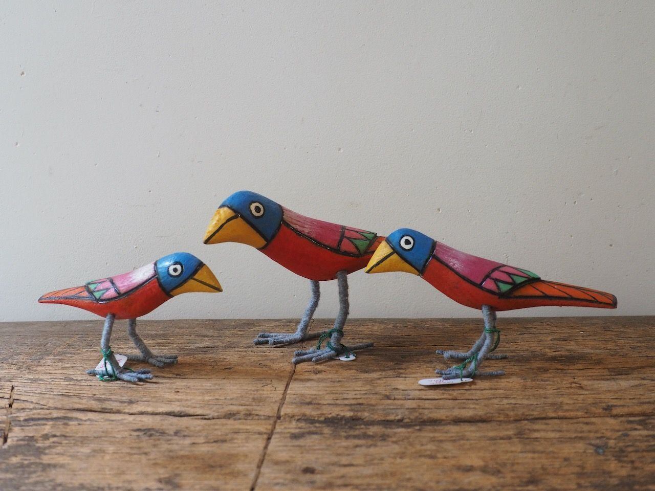 鳥形 置物  インド 144sh105 インドのカラフルな鳥 M | chahat online store