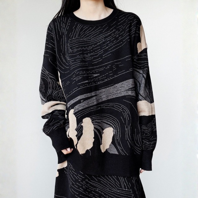 Abstract pattern knit set up C1640