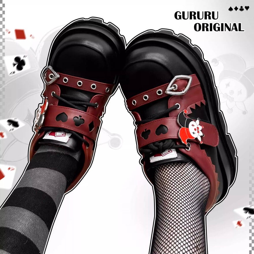 ゴスロリ通販 With U 厚底靴 GURURUオリジナル ピエロ ブラック
