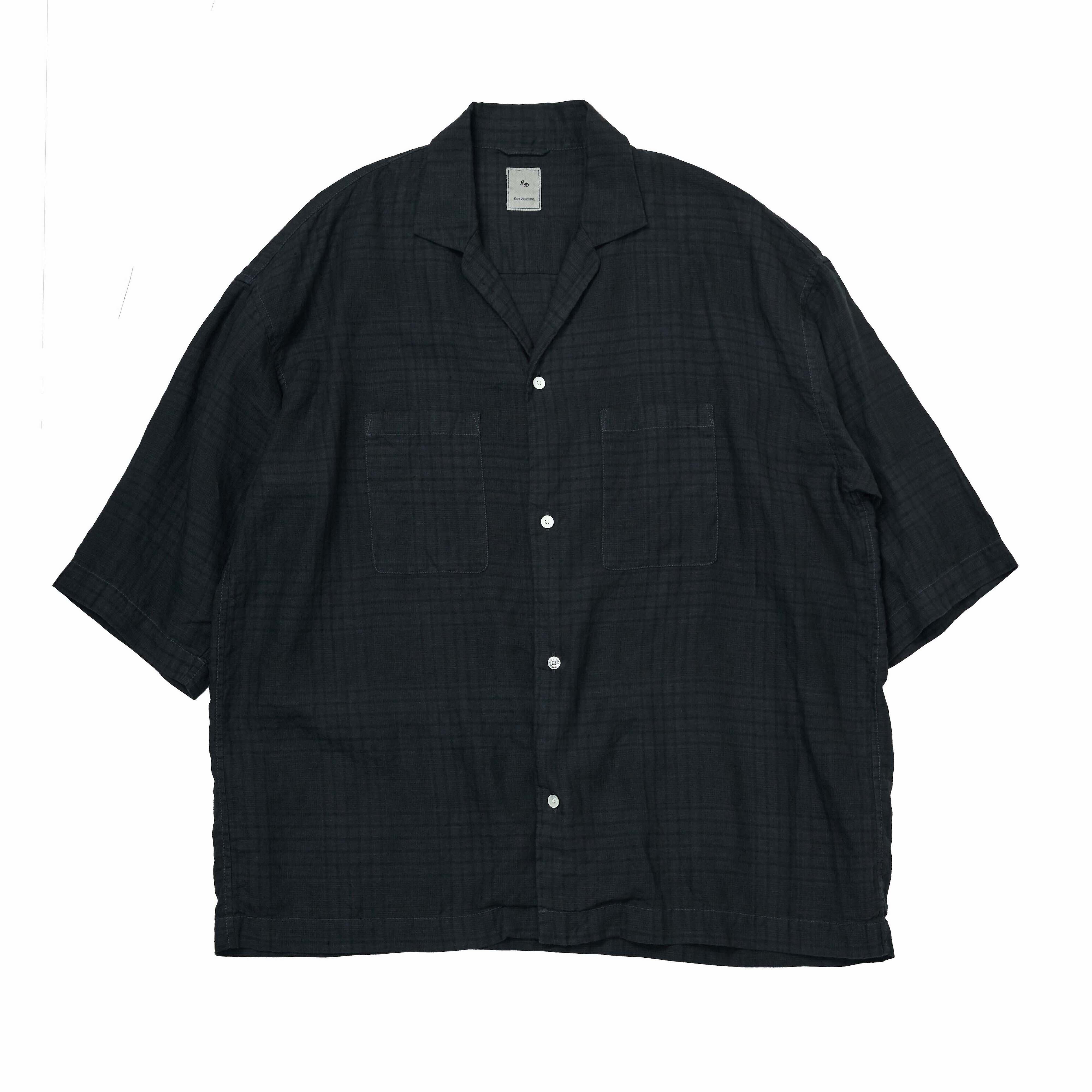 LINEN PLAID H/S SHIRT /  麻チェックハーフスリーブシャツ（NVY）
