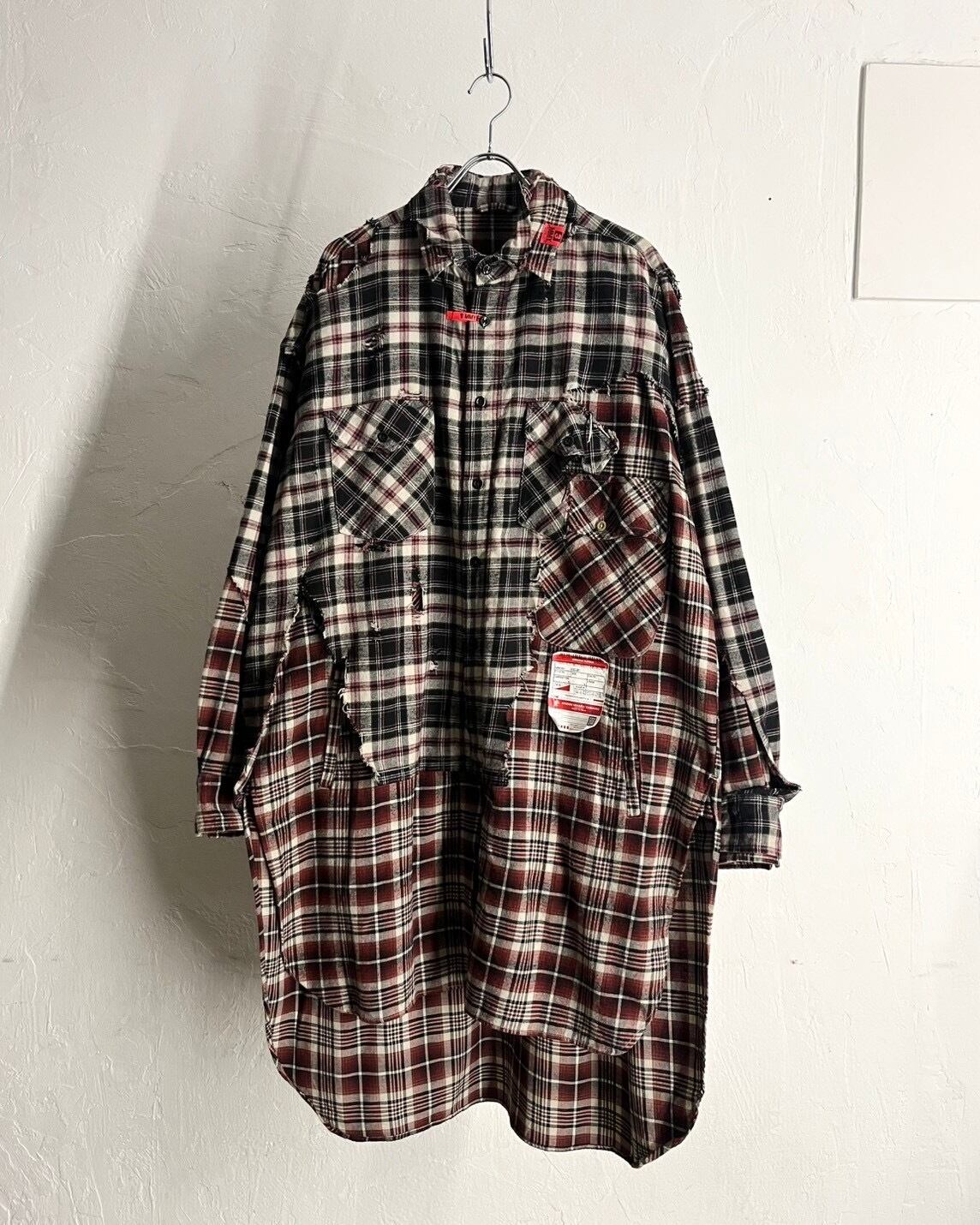 21SS MAISON MIHARA YASUHIRO Damage Layered Check Flannel Shirt | VOLAR