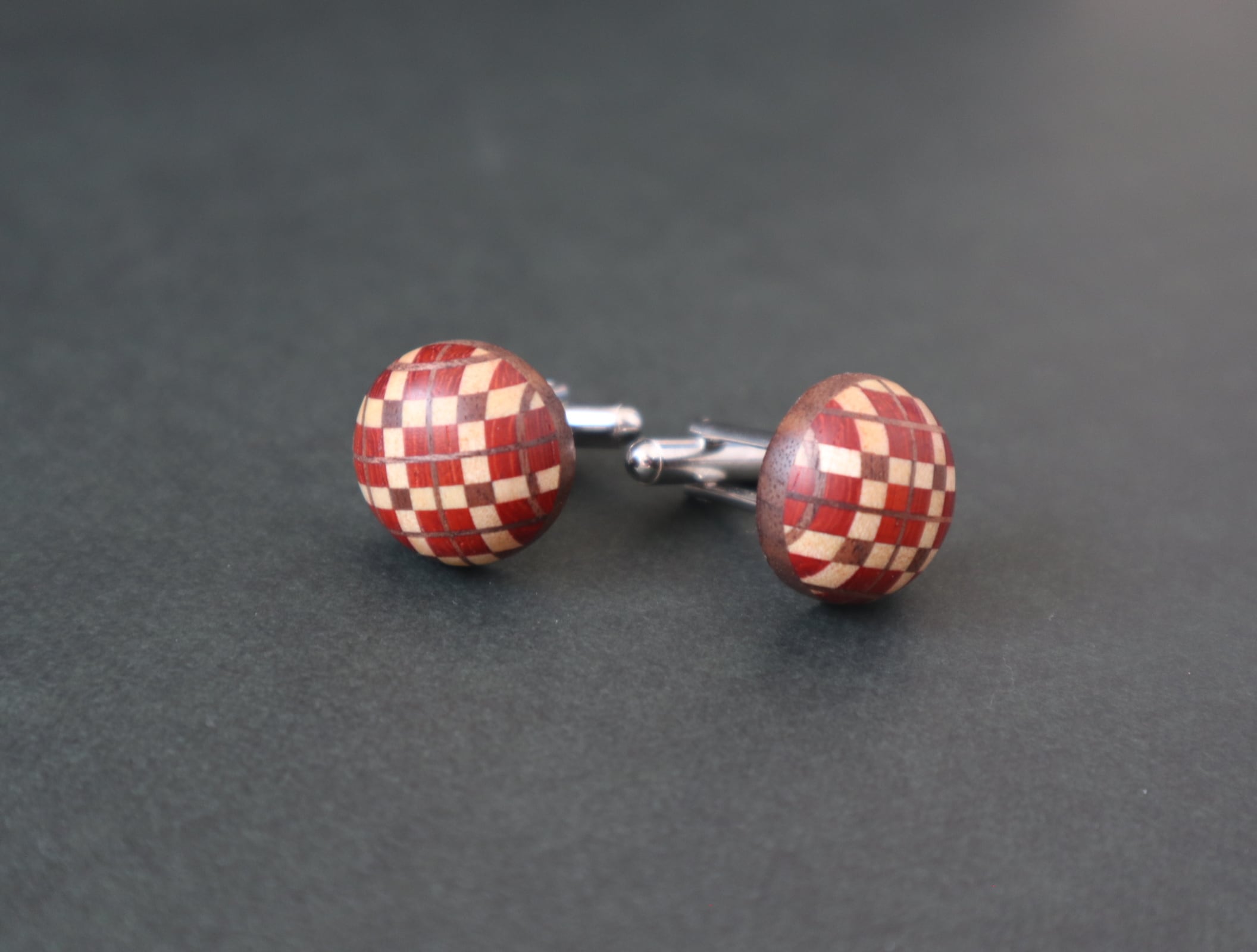 カフリンクス【Checked】/レッド / スウィブル式