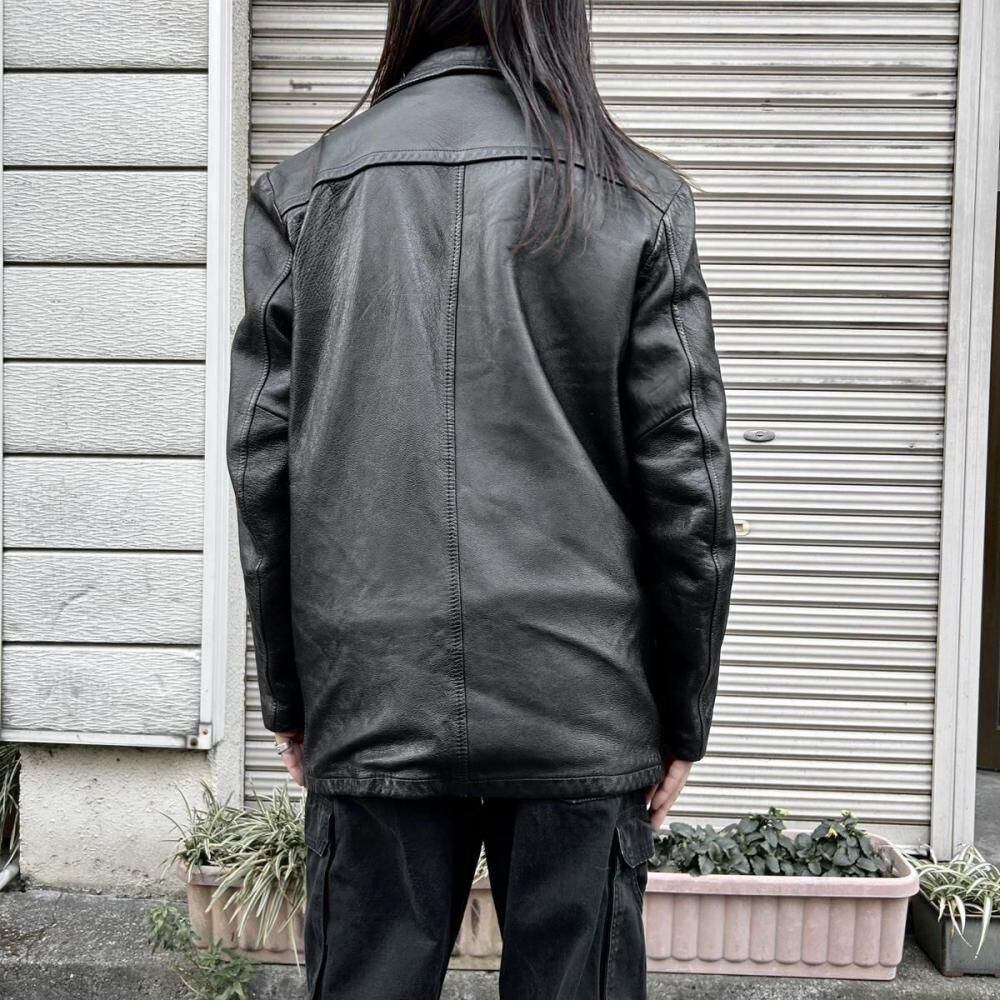 Vintage Lamb Leather Jacket [Unknown Brand] [1990s~] Black Button