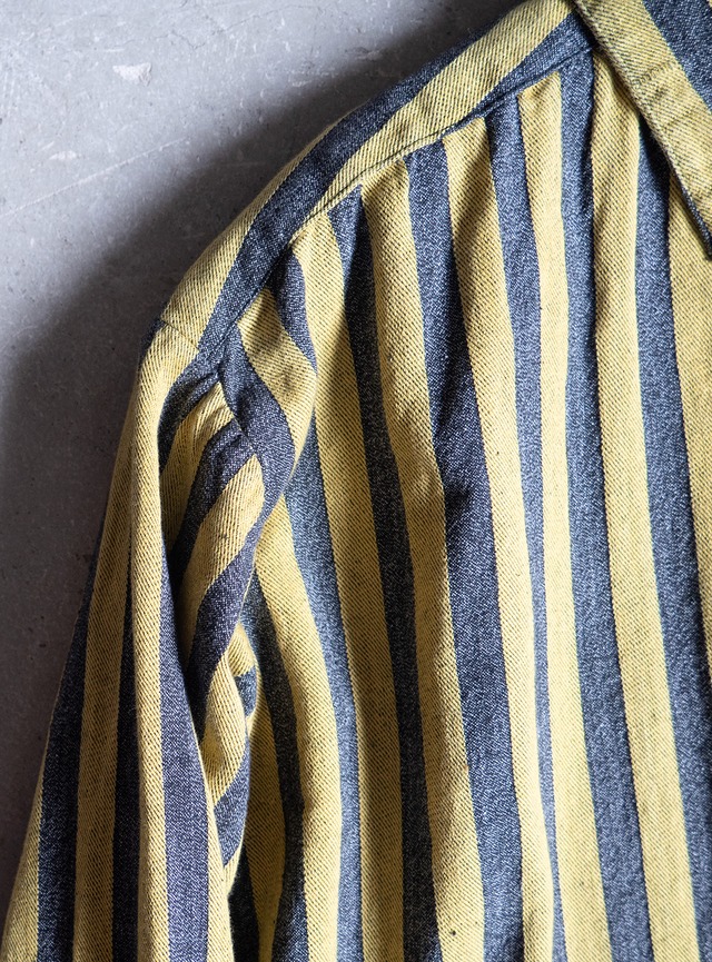 "Helium" 1990s Yellow black chambray stripe shirt