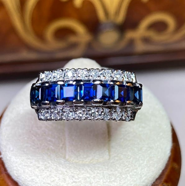 Pt900/0.12ct/刻印あり/9号】スクエアダイヤモンドリング - アクセサリー
