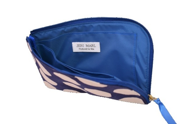 [JERI MARL] 制菌 抗菌 防臭 マスクケース ポーチ ドット柄 (ネイビー) 携帯用 工房 手作り 日本製 エコパッケージ MX-0009-139