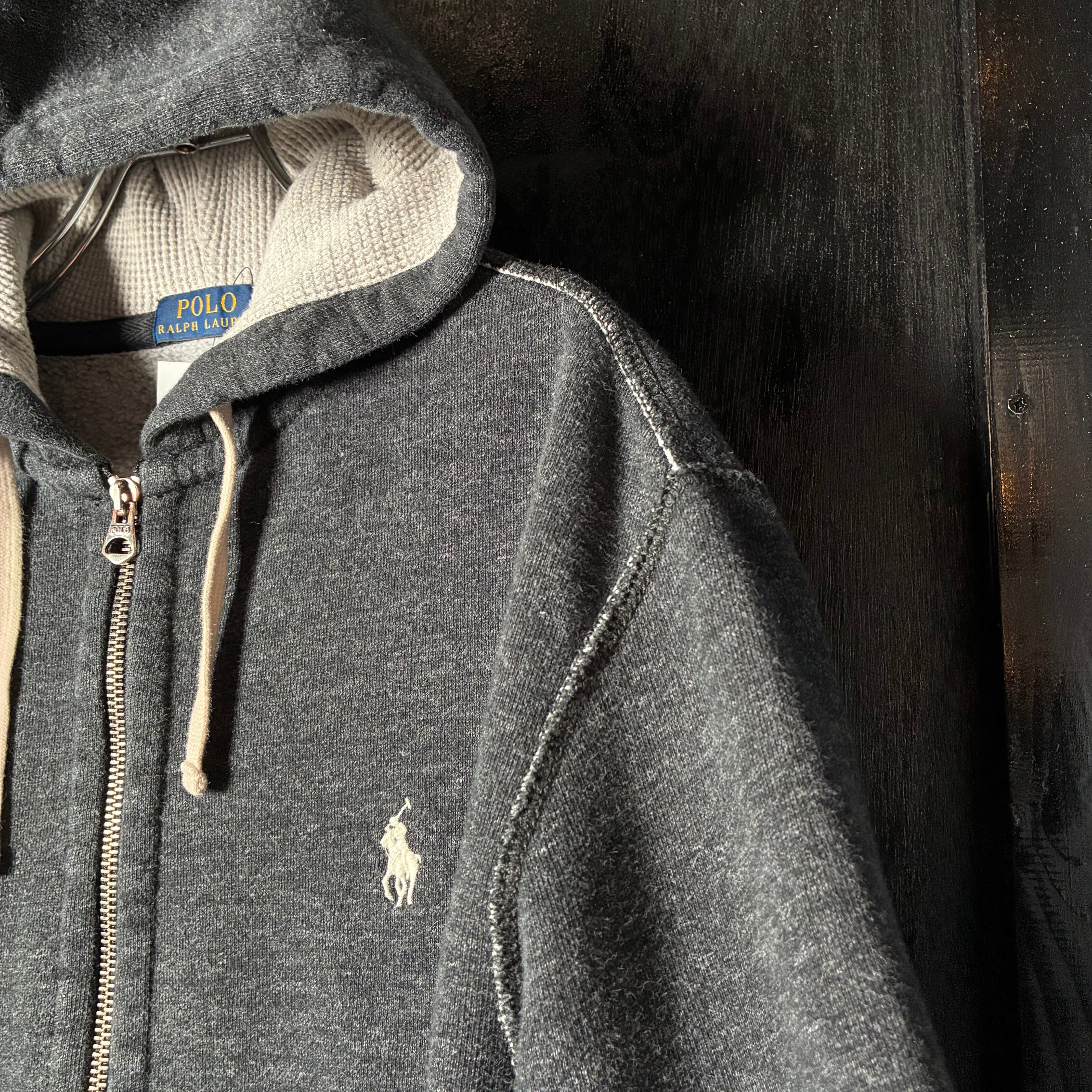 POLO RALPH LAUREN ジップパーカー フード裏サーマル 霜降りグレー M