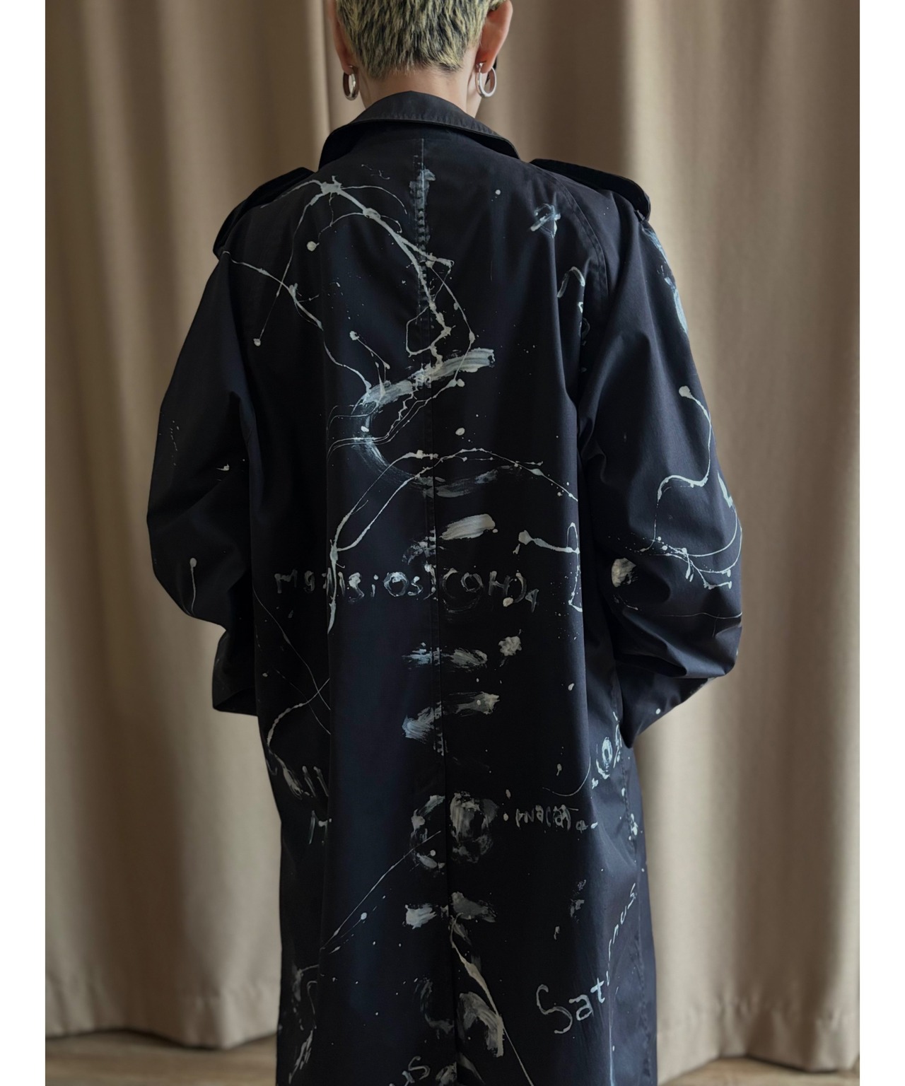 【RE:ART】hand paint remake soutien collar coat-4606-3