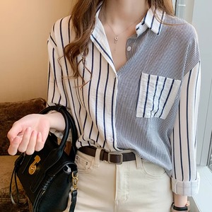 レディース トップス シャツ ブラウス 前開き 長袖 襟付き ポケット ボタン 薄手 かわいい 大人可愛い きれいめ シンプル カジュアル 上品 おしゃれ かっこいい レトロ こなれ感 ラフ ガーリー ルーズ 個性的 クール モード系 エレガント モダン 主役級 存在感 とろみ感 抜け感 ラブリー キュート 都会的 ベーシック アクティブ ナチュラル ストライプ 春 デート お出かけ 休日 ショッピング お花見 カフェ コーデ 普段使い モテ トレンド S M L XL 2XL オレンジ ダークブルー