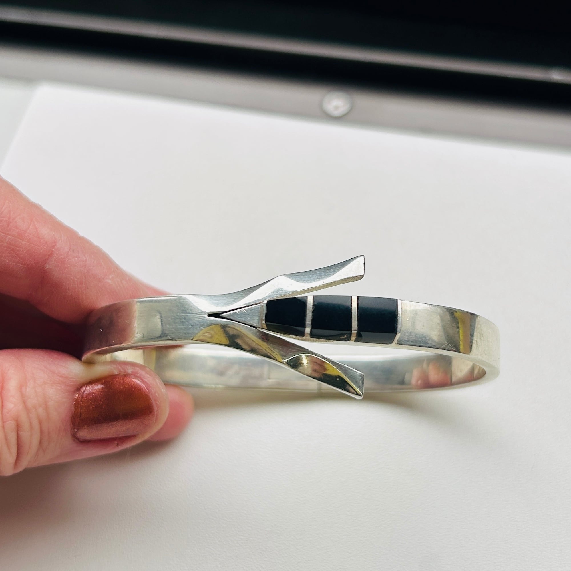 Mexico シルバー925 オニキス開閉バングル | Milo Antiques & Vintage