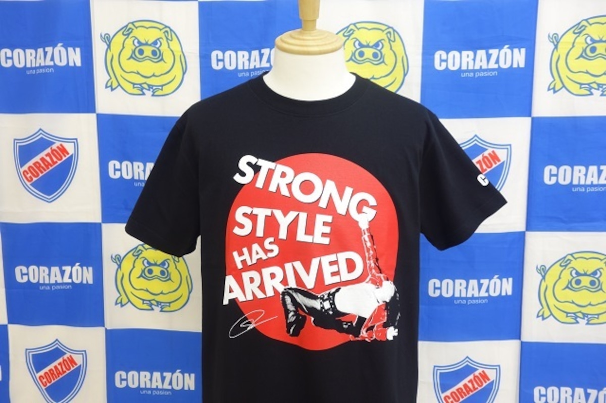 中邑真輔✖️CORAZON『STRONG STYLE HAS ARRIVED』Tシャツ(ブラック 