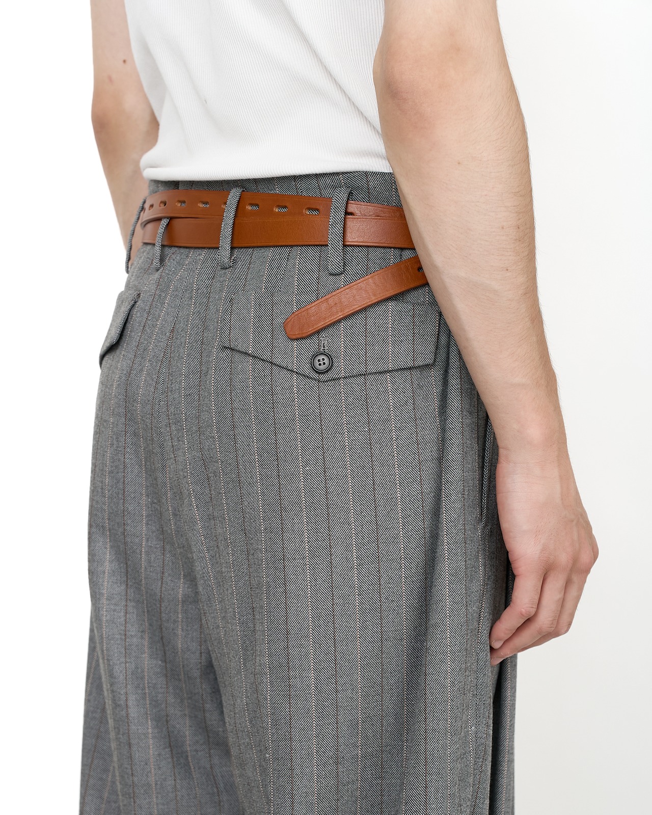 HED MAYNER "TWO TUCK TROUSERS GREY PAINT STRIPE "