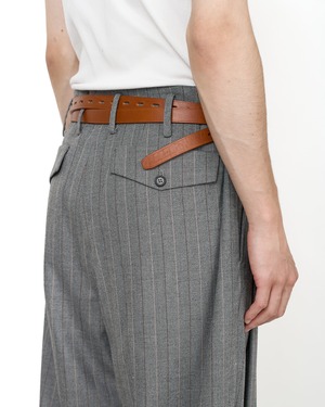 HED MAYNER "TWO TUCK TROUSERS GREY PAINT STRIPE "