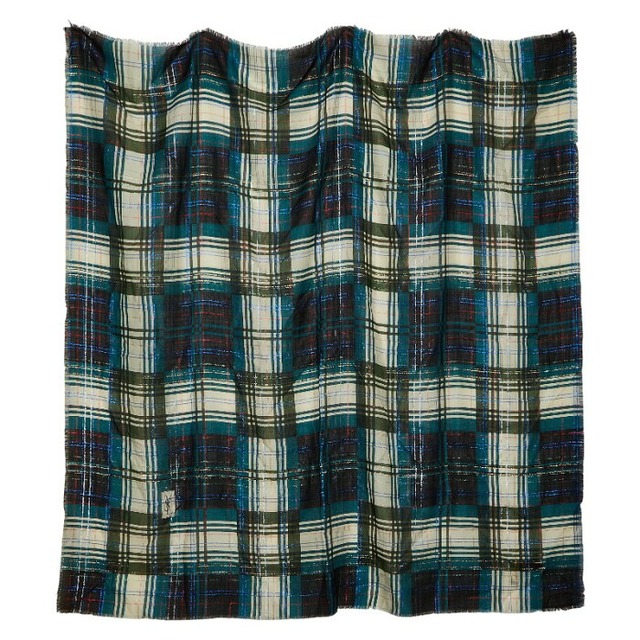 イヴ サンローラン 大判 チェック ストール マルチカラー ウール シルク レディース YVES SAINT LAURENT 【中古】