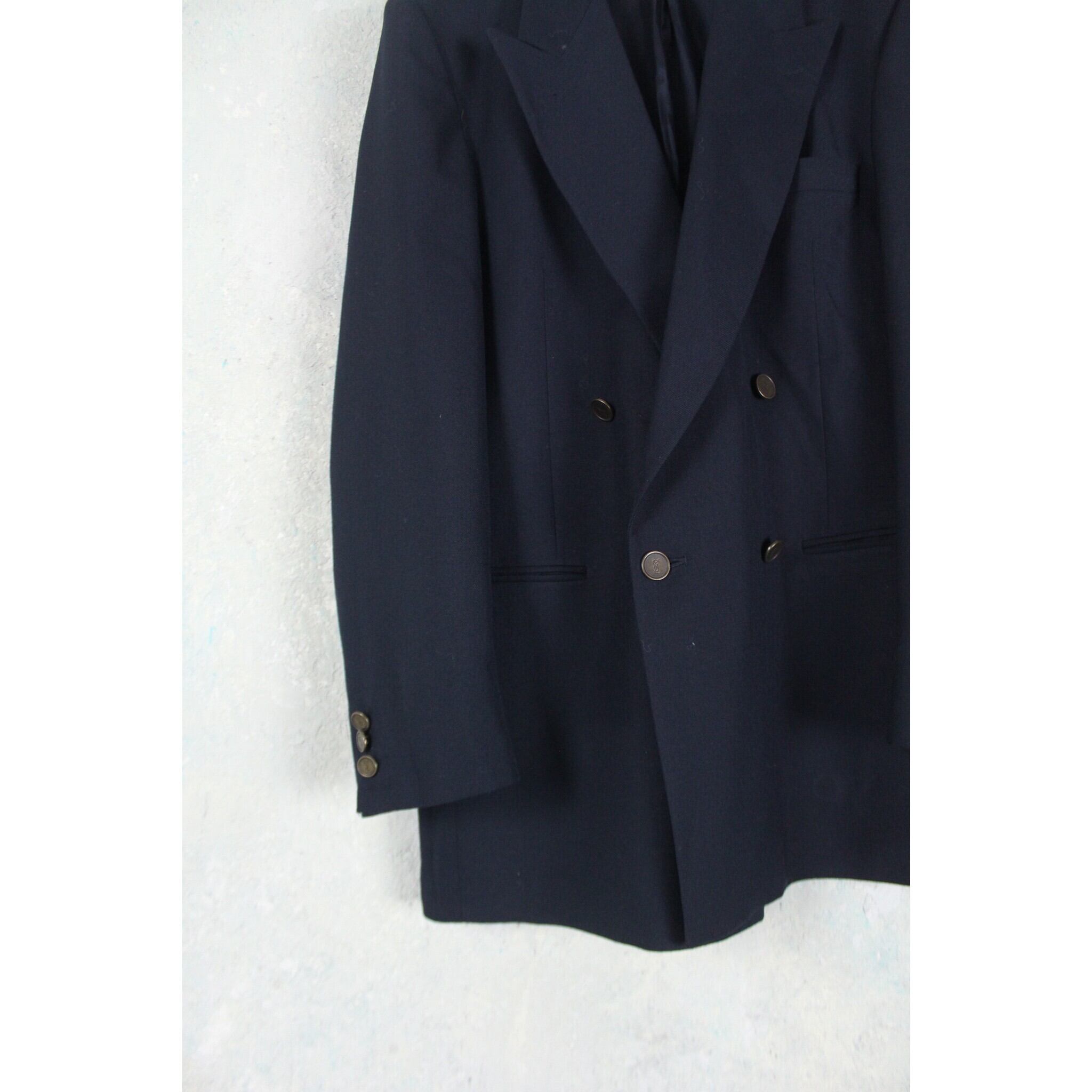 Yves Saint Laurent フランス製 ウールギャバジン ダブルテーラード