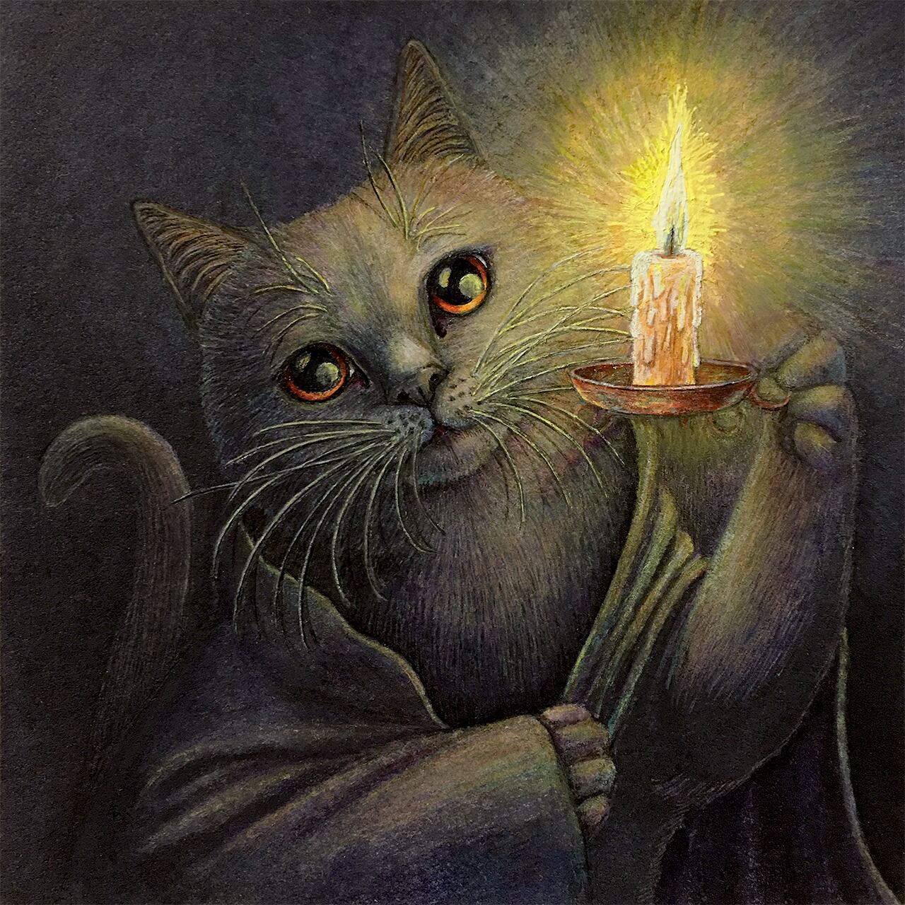 仄暗い蝋燭の灯り 原画 / The Dim Light of a Candle Original Artwork