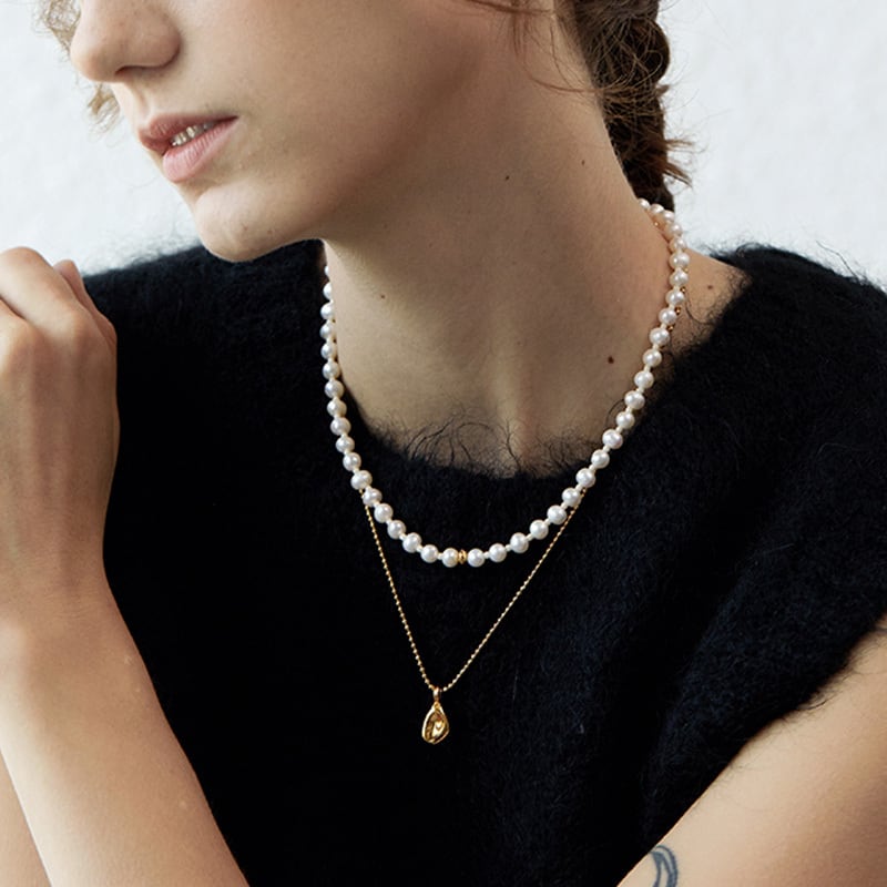 ビーントップボールチェーンネックレス K0024