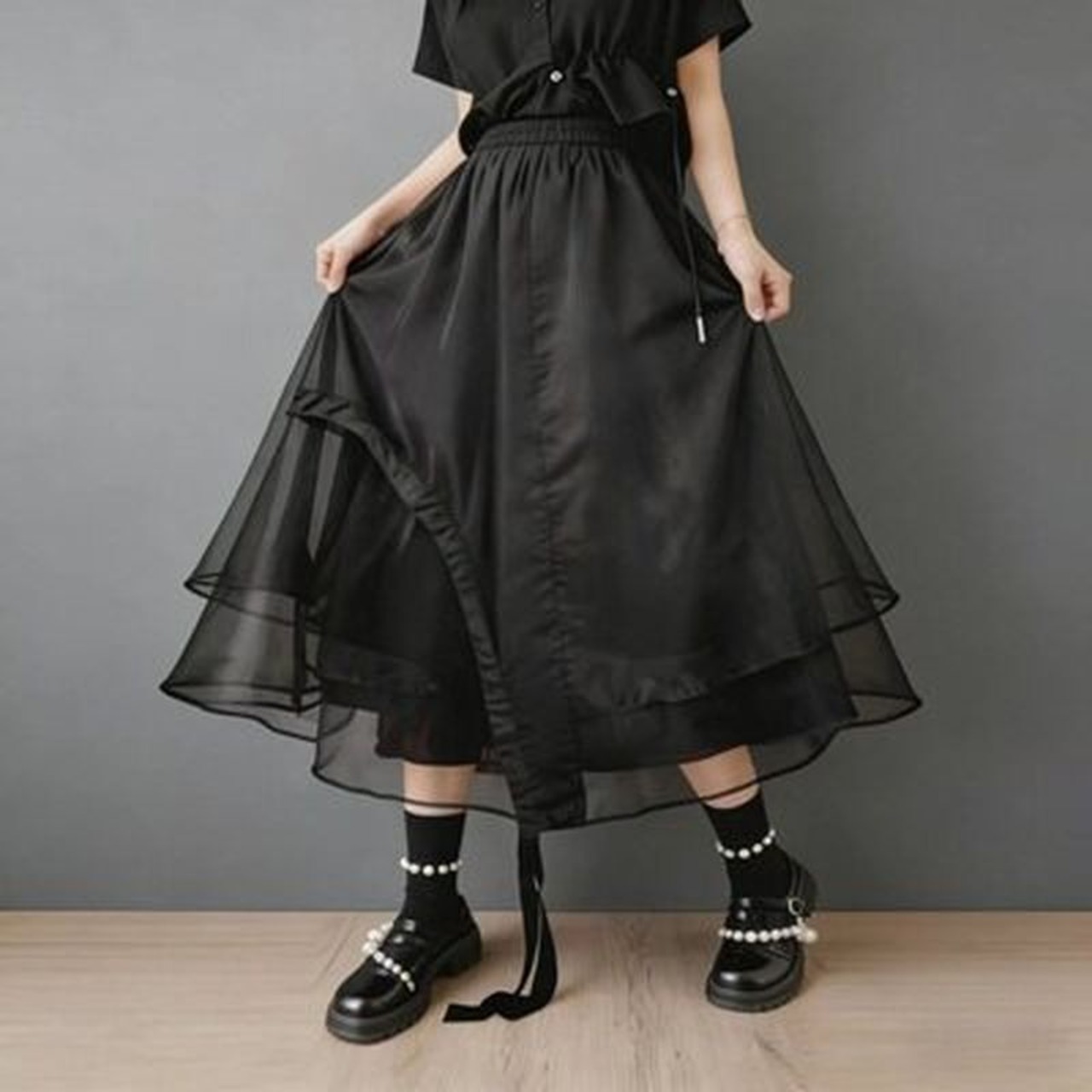 シアー重ね アシメ スカート  00382