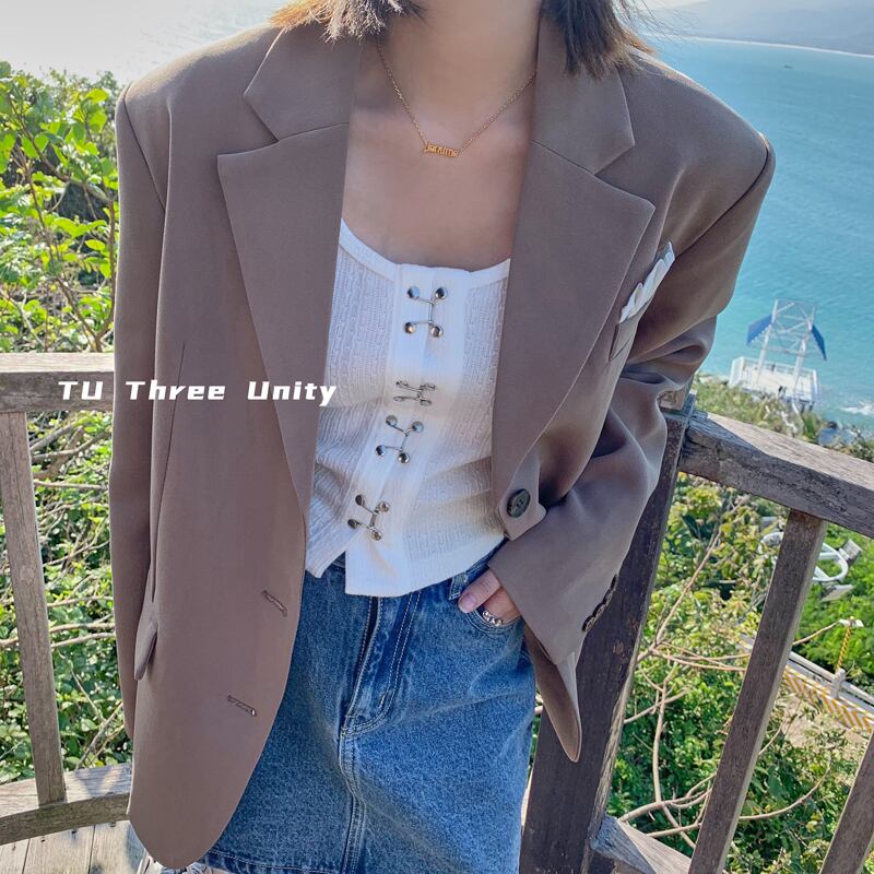 ルーズブレストスプリングジャケット レディース 春物 ビッグFスモールZ韓国98215258397