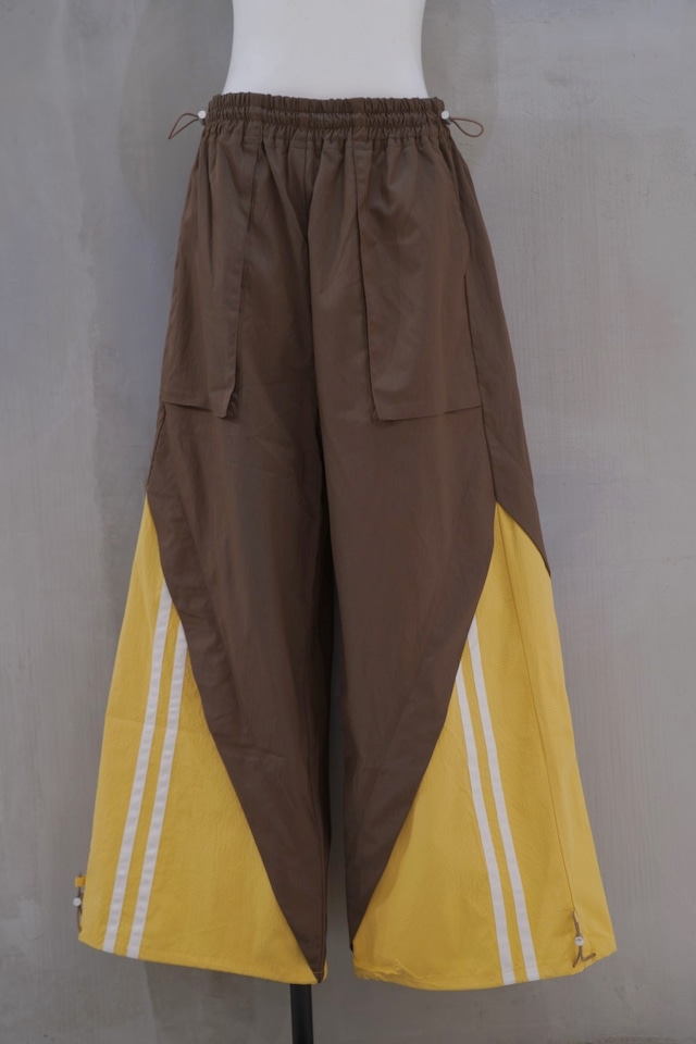 Nora Lily  NYLON wide pants  brown×yellow