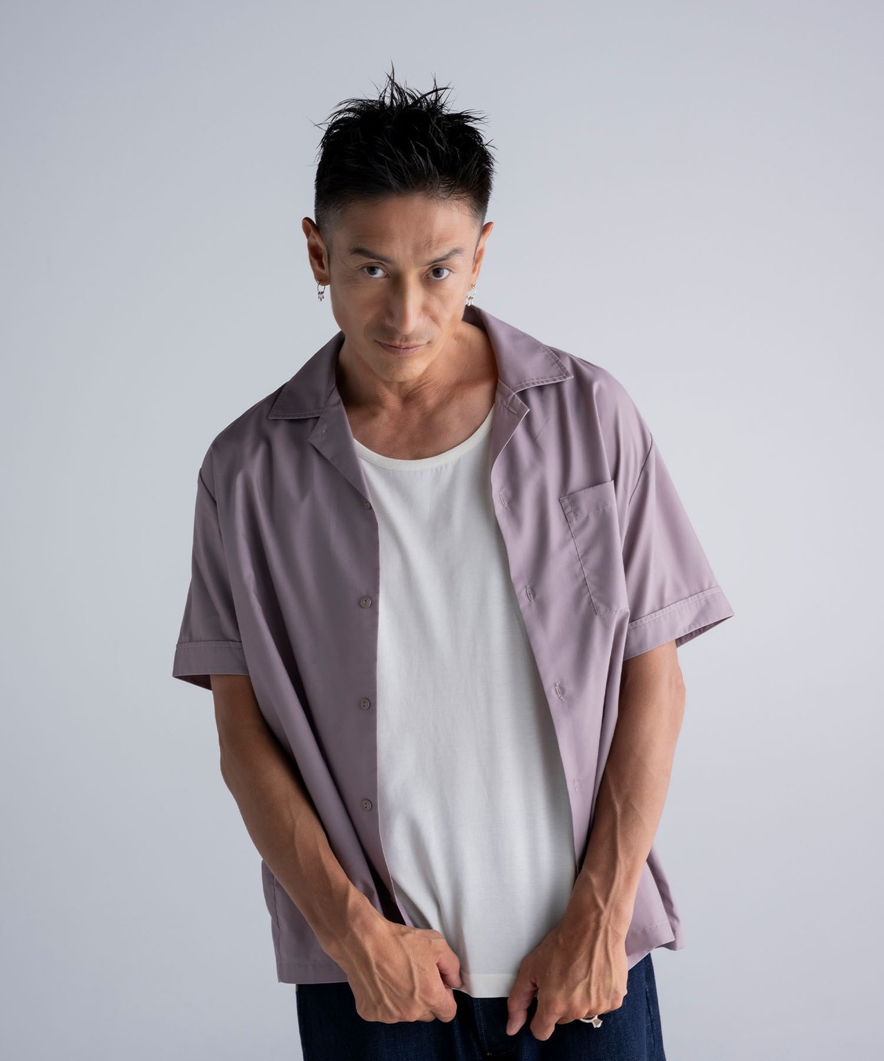Flower back print shirt［HSS002］