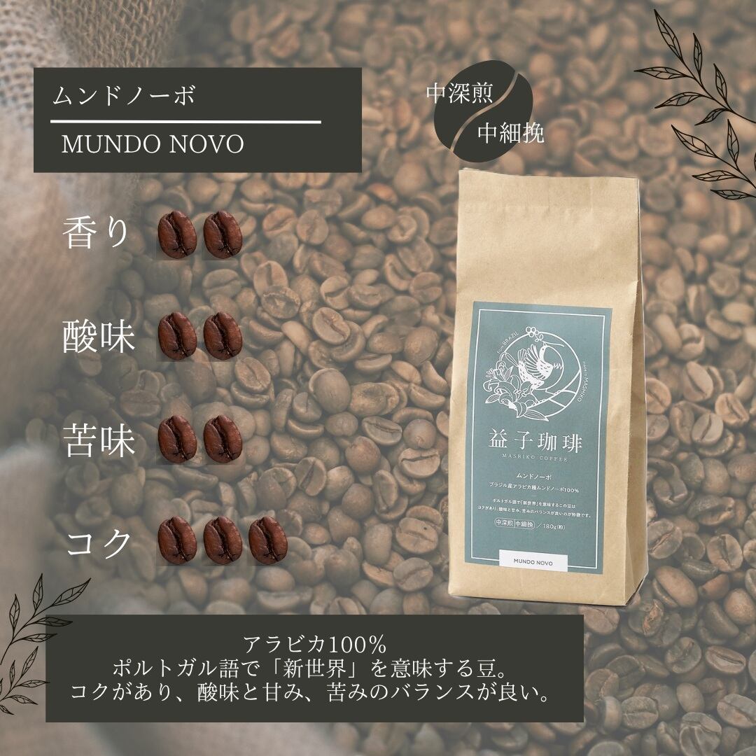 レギュラーコーヒー ムンドノーボ スタンダード(粉) 180g | 益子珈琲