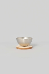 _Fot - bowl L :natural|レザー蓋付きステンレスボウル/ウッドボール付属/アロマ用オブジェ/小物入れ/日本製