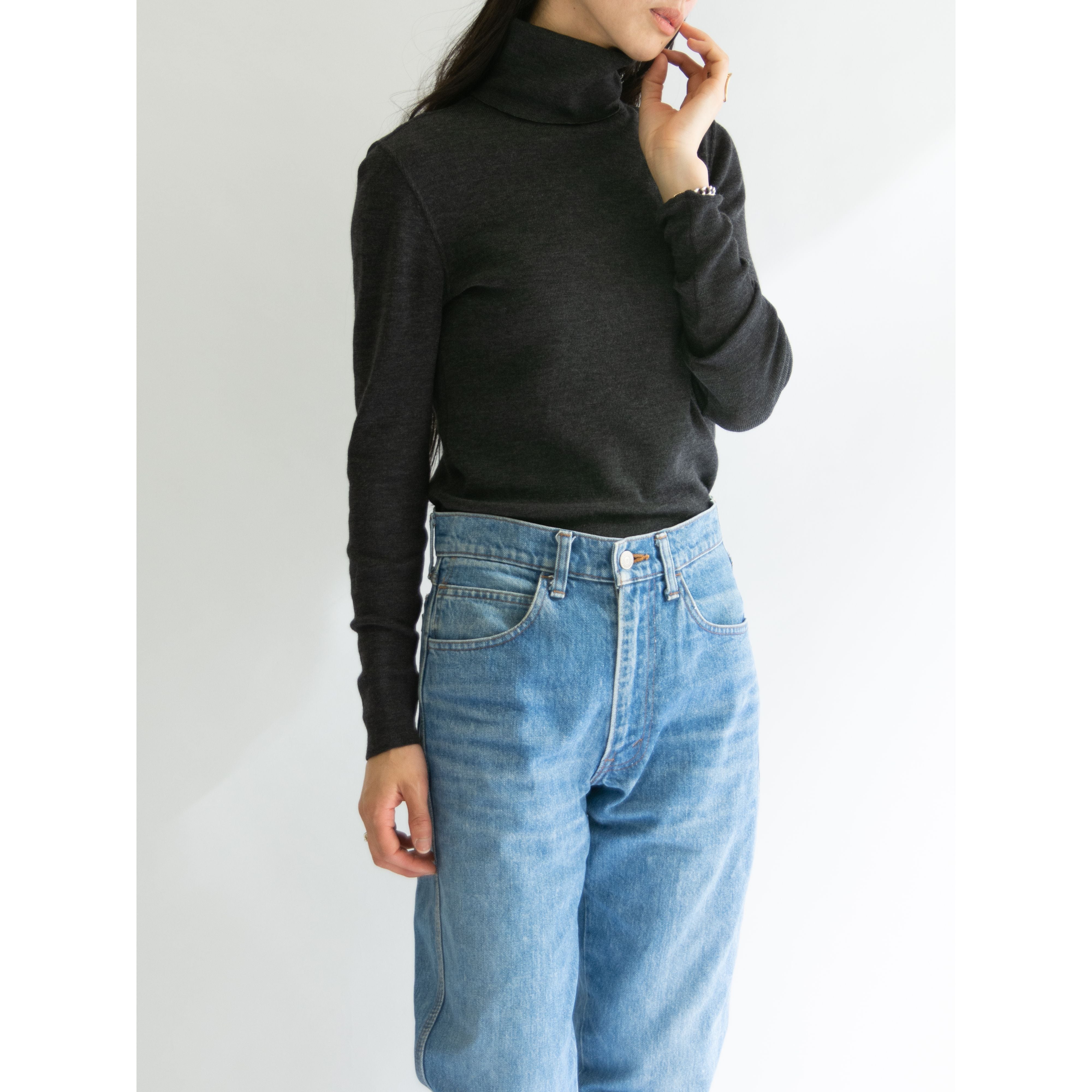 【YVES SAINT LAURENT rive gauche】Made in France High Neck Knit Sweater（イヴサンローラン リブ ゴーシュ フランス製 ハイネックニット セーター）