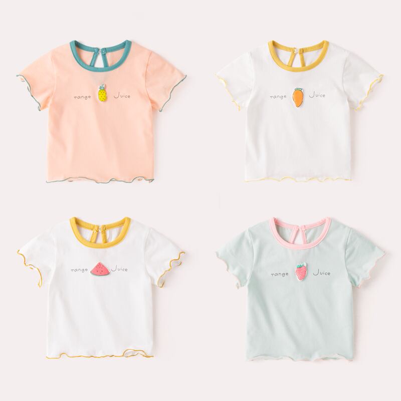 純粋な綿のレースのソリッドカラーの薄いセクションの赤ん坊の半袖Tシャツの夏バージョンの赤ん坊の半袖のシャツ王女のスタイル Duduベイビー9016117