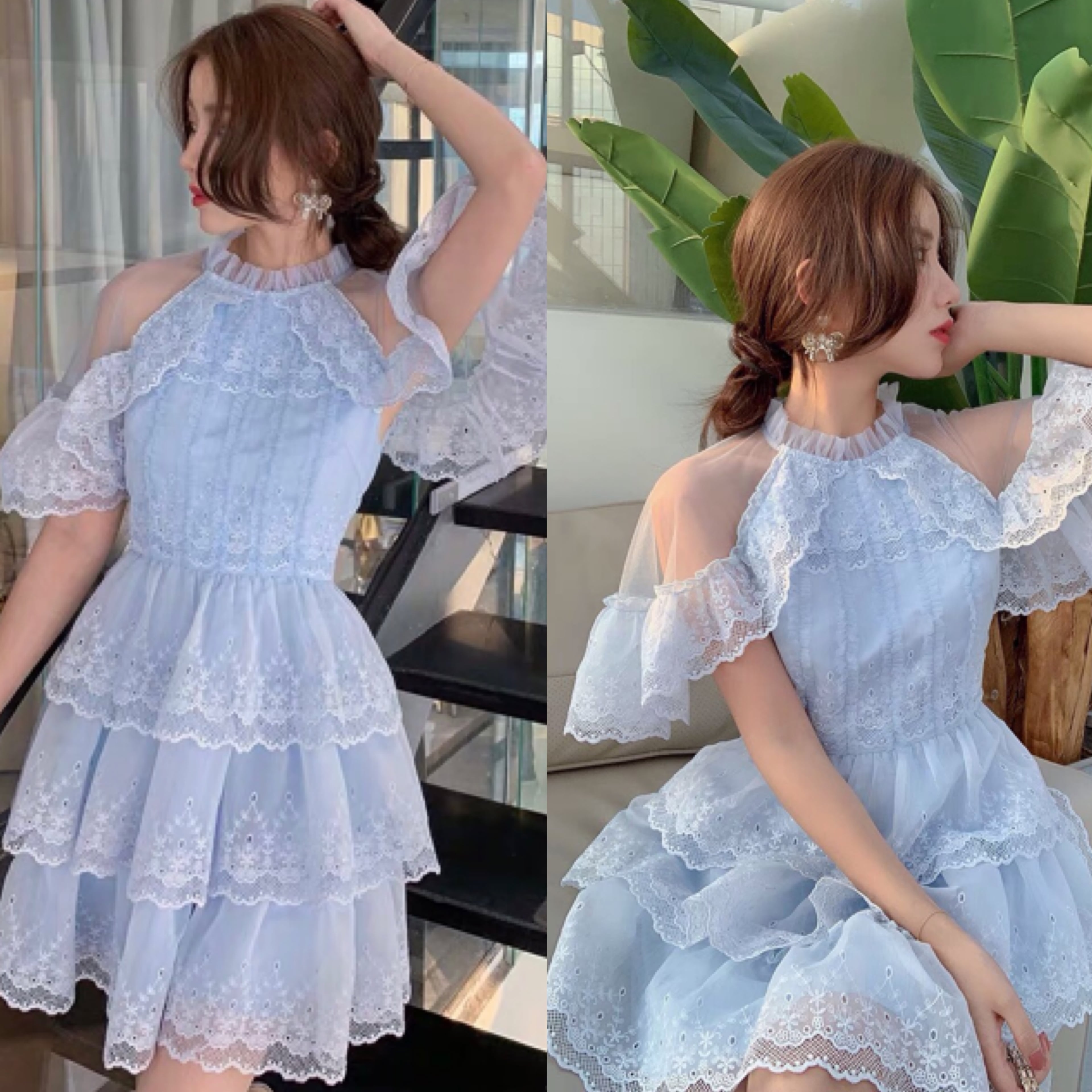 水色 ワンピース ガーリー ドレス ブルー XS 爽やか | LOVEYsmileSHOP