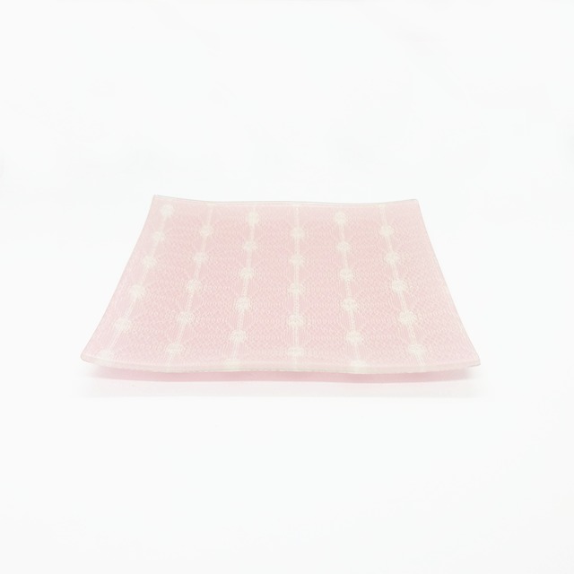 ガラストレー　#47662  ピンク　（15cm 角皿）