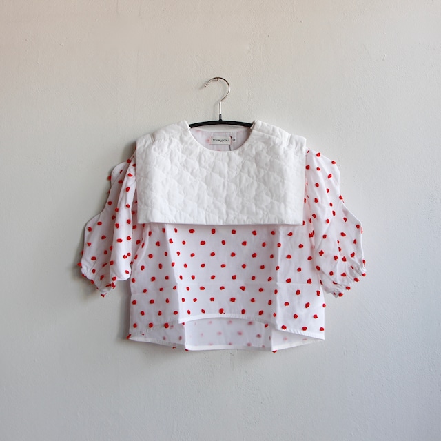 《frankygrow 2020AW》BEAR QUILTING SAILOR COLLAR TP / white × red bonbon / LL