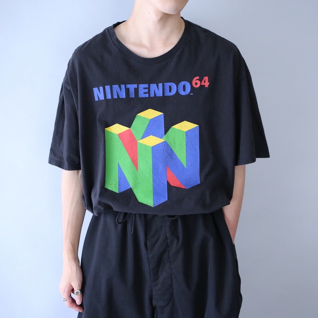 "ニンテンドー64" logo printed tee